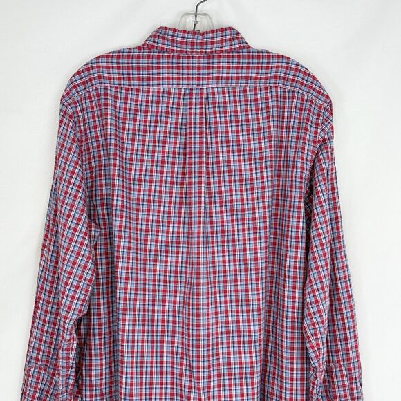 Polo Ralph Lauren Classic Fit Red Plaid Blue Pony Performance Shirt Mens XL - Picture 4 of 16